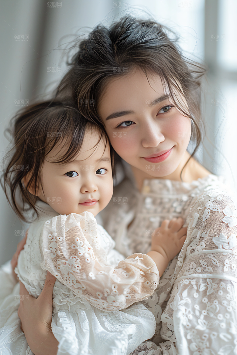 母亲肖像温馨唯美摄影图