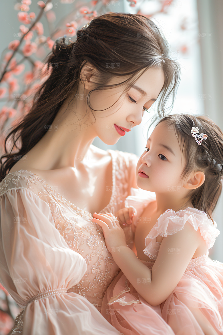母亲肖像感恩亲子摄影图
