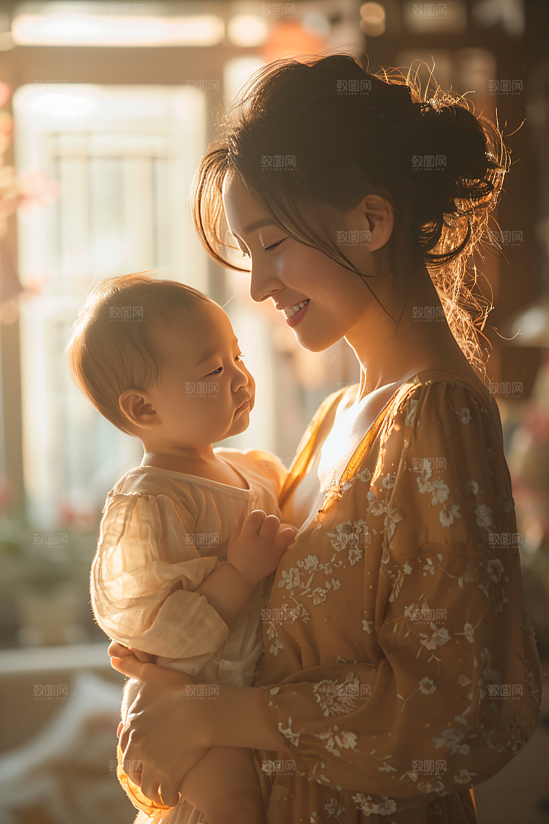 母亲肖像亲情温暖摄影图