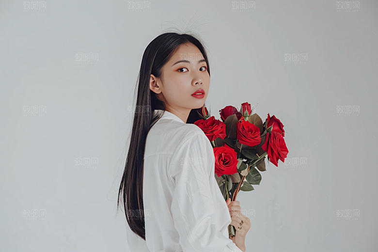 母亲肖像亲子温馨摄影图