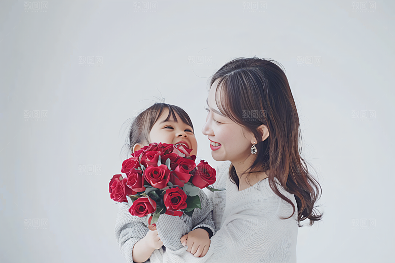 母亲肖像感恩亲子摄影图