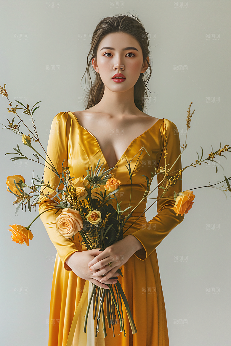 母亲肖像温馨母爱摄影图