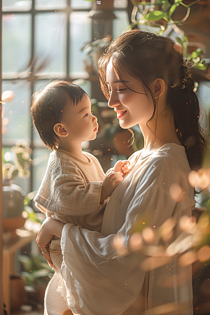 母亲肖像形象温暖摄影图