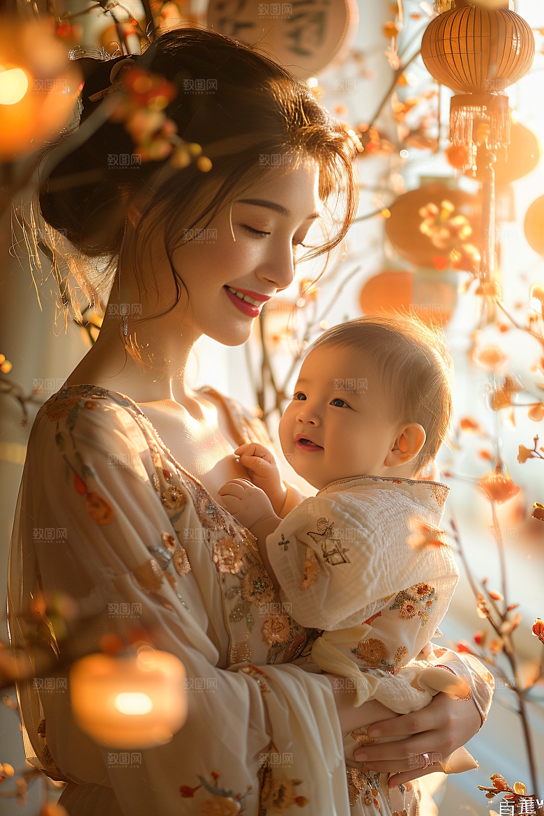 母亲肖像温馨母亲节摄影图