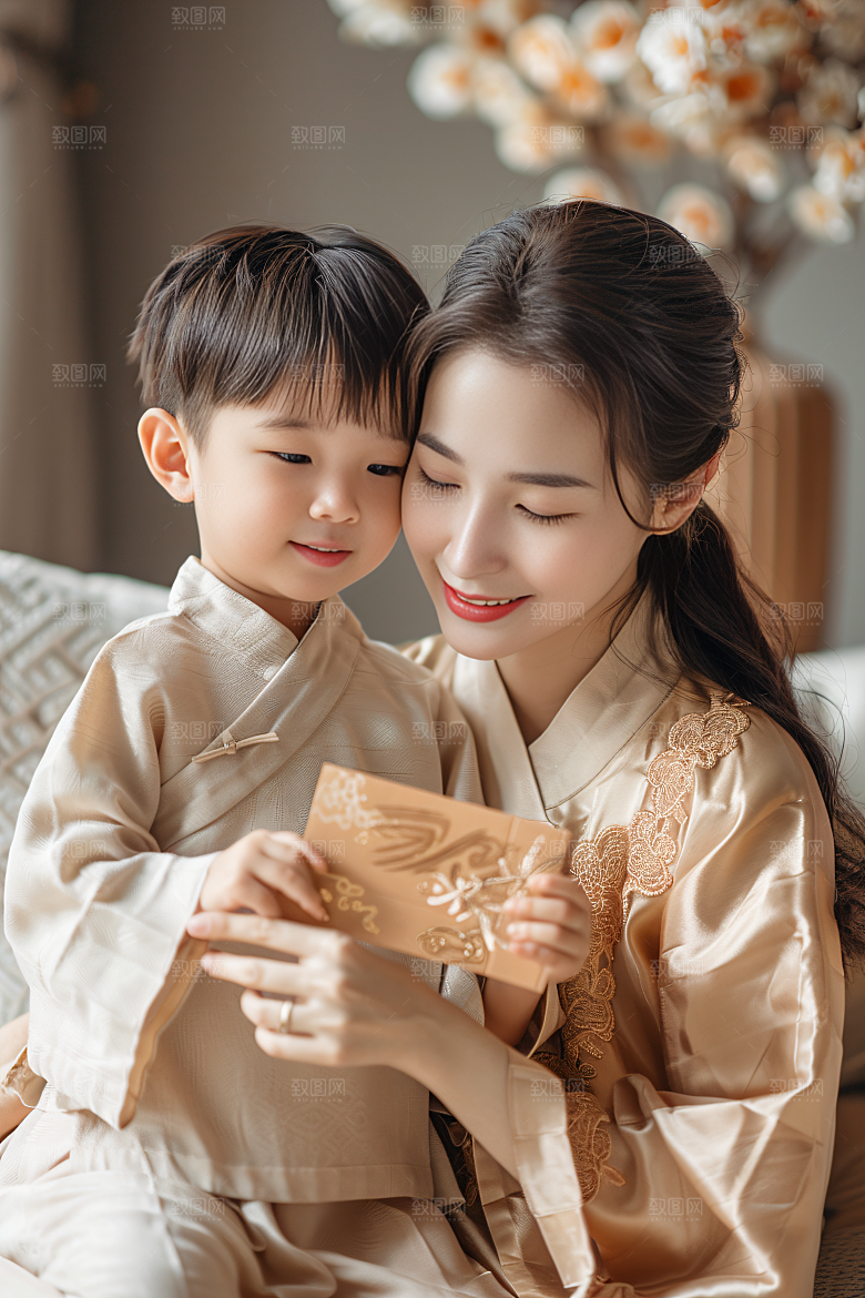 母亲肖像亲子母爱摄影图