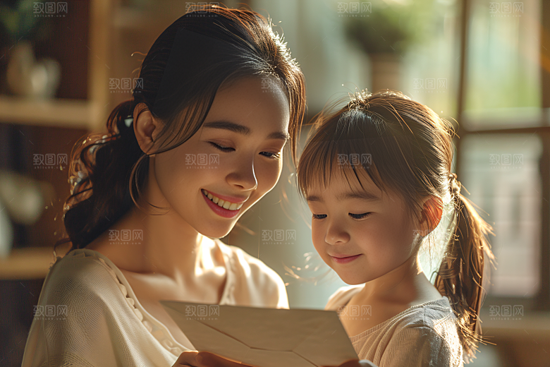 母亲肖像母亲节亲子摄影图