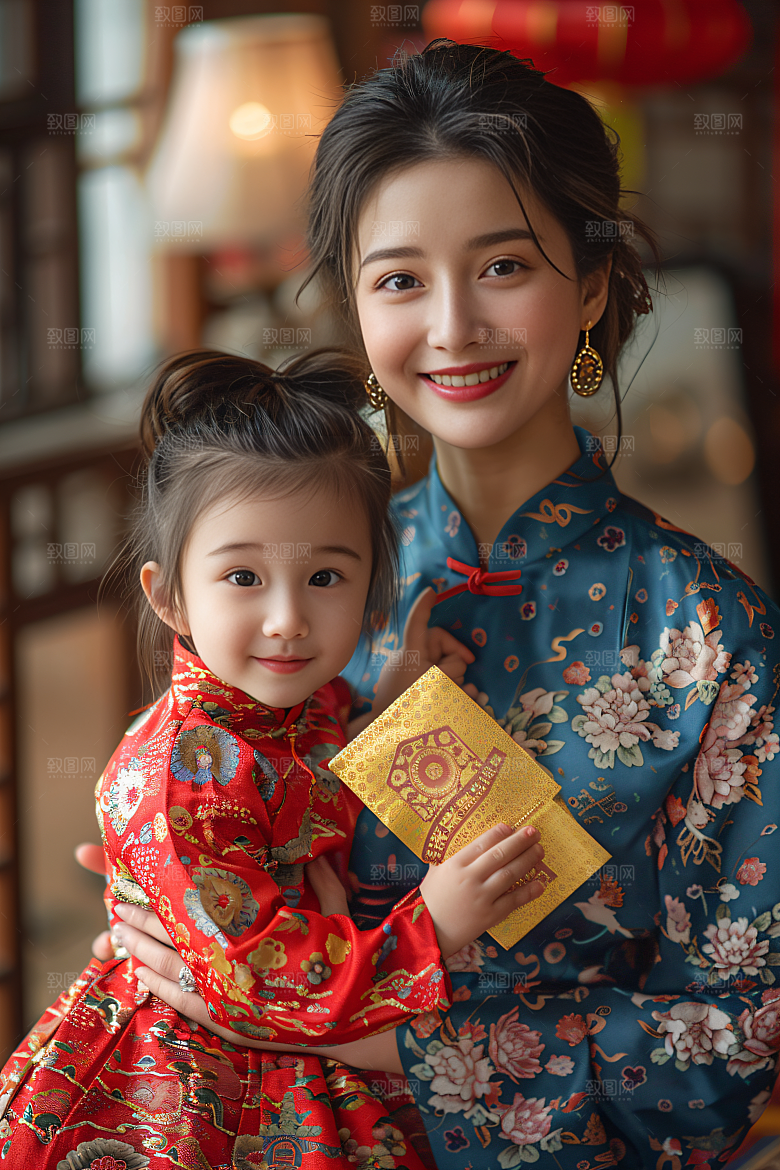 母亲肖像感恩亲子摄影图