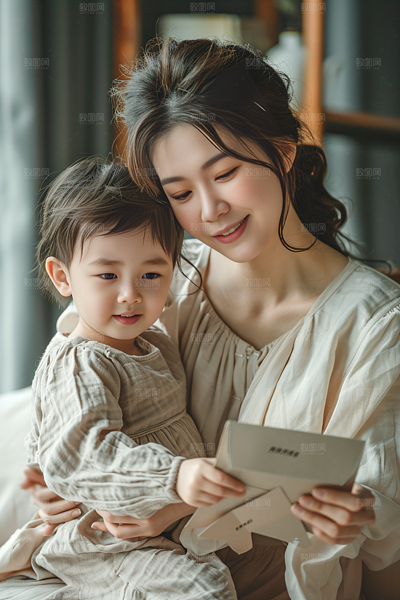 母亲肖像亲情亲子摄影图