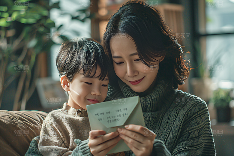 母亲肖像母爱亲子摄影图
