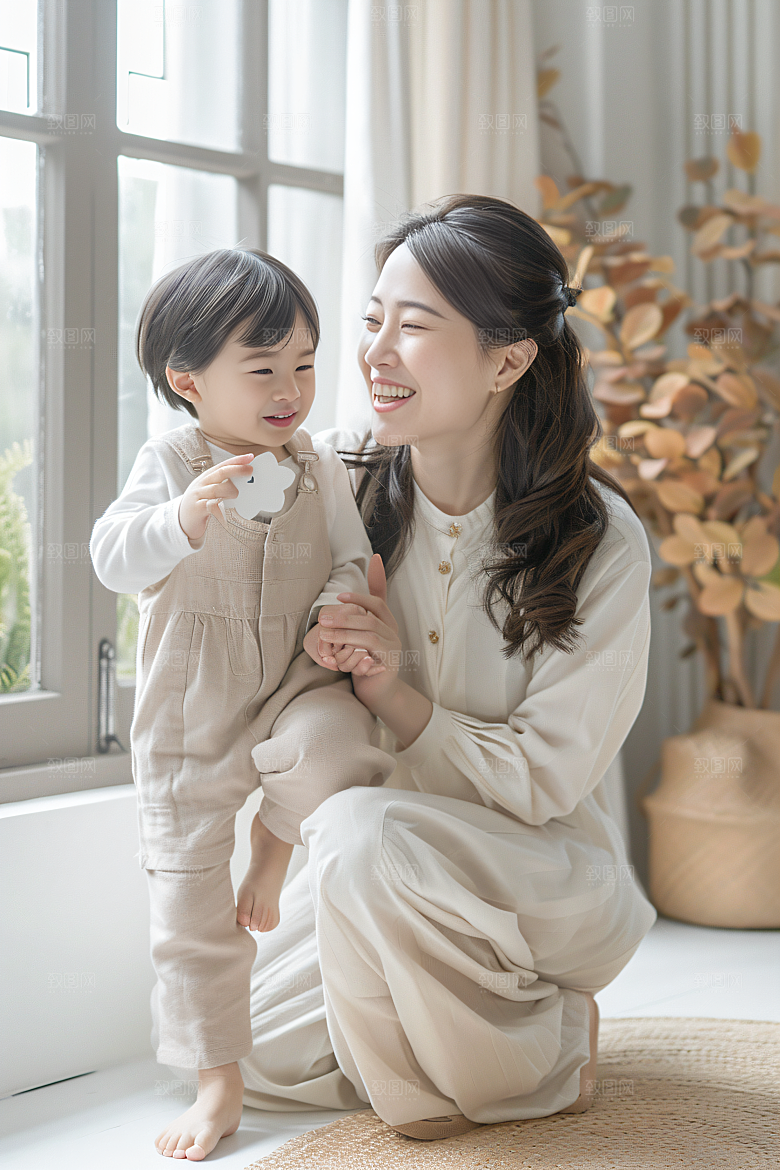 母亲肖像亲子唯美摄影图