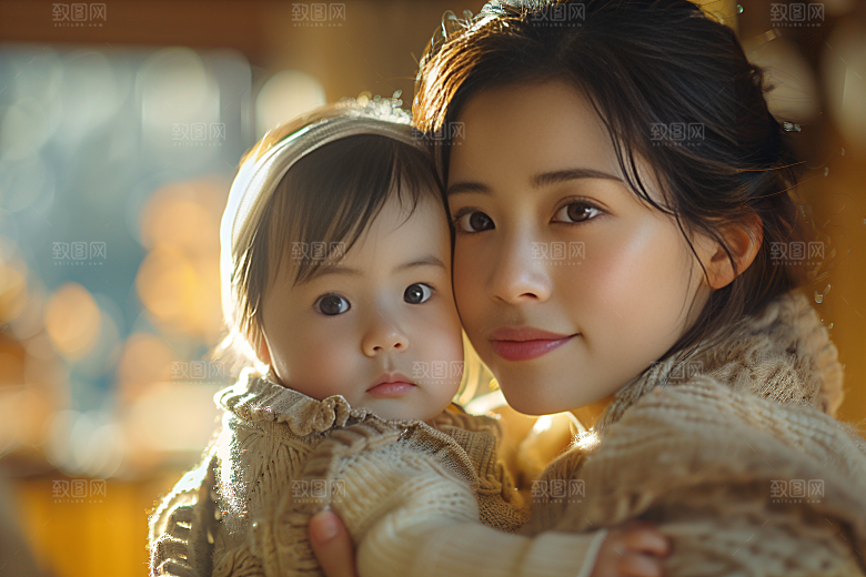 母亲肖像温馨母爱摄影图