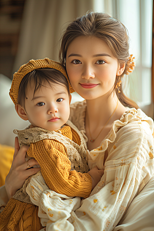 母亲肖像感恩亲子摄影图