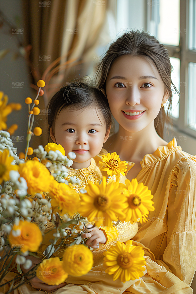 母亲肖像唯美温馨摄影图