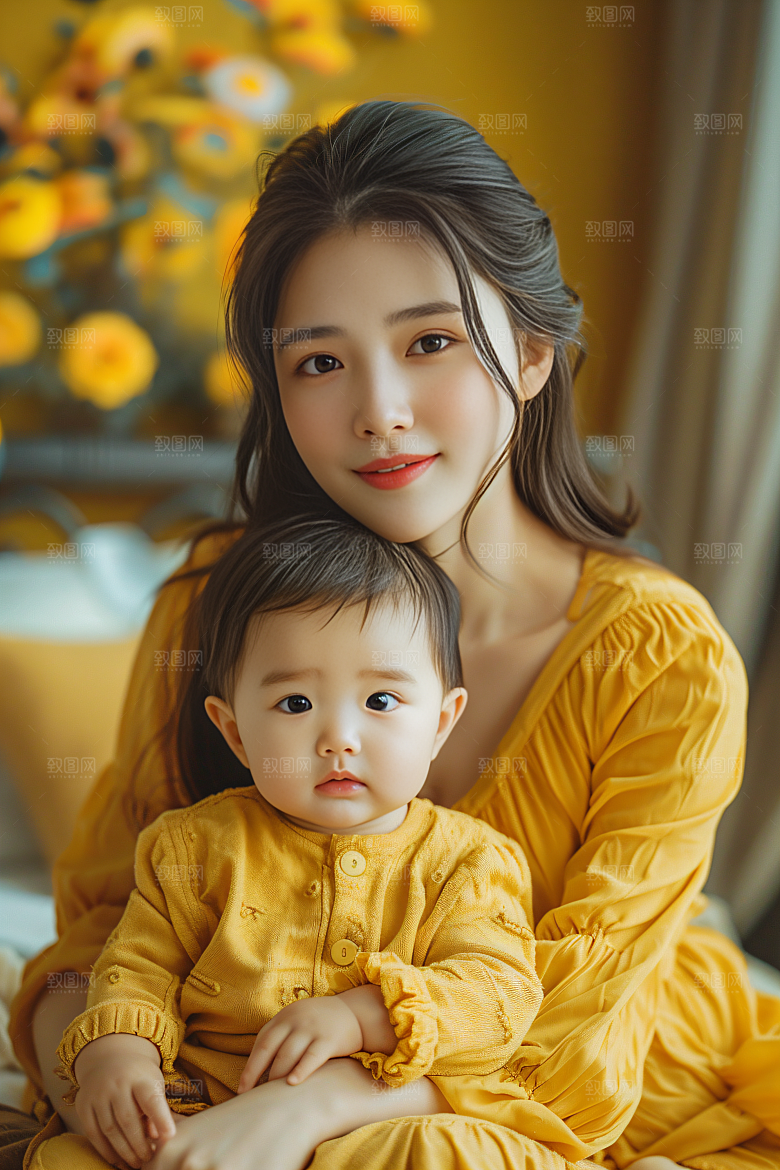 母亲肖像亲情唯美摄影图