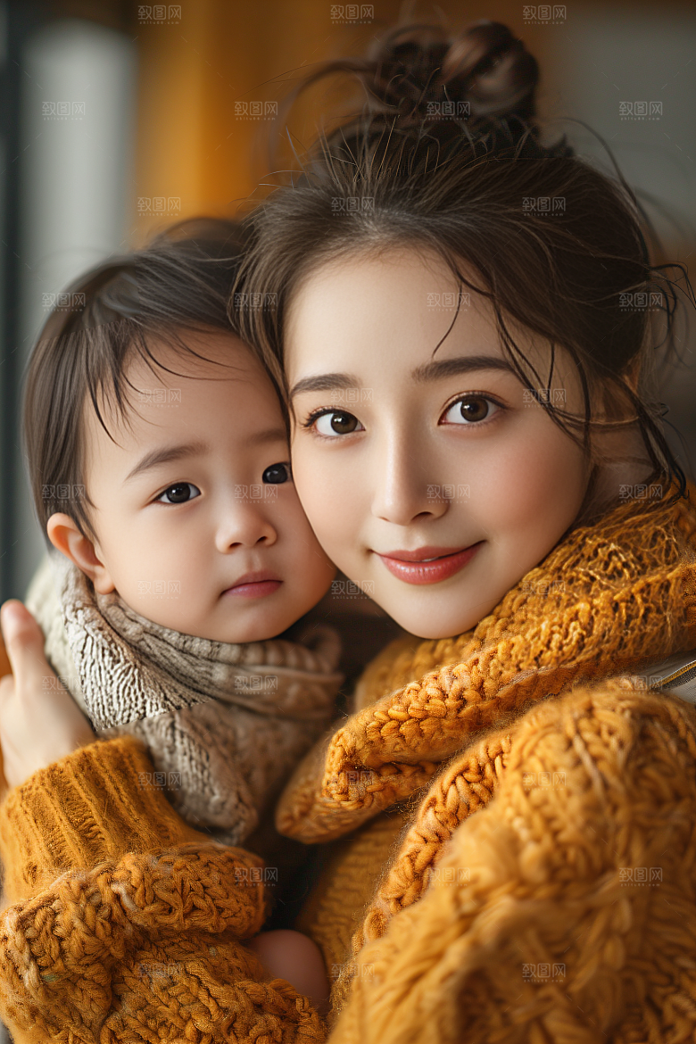 母亲肖像温馨母爱摄影图