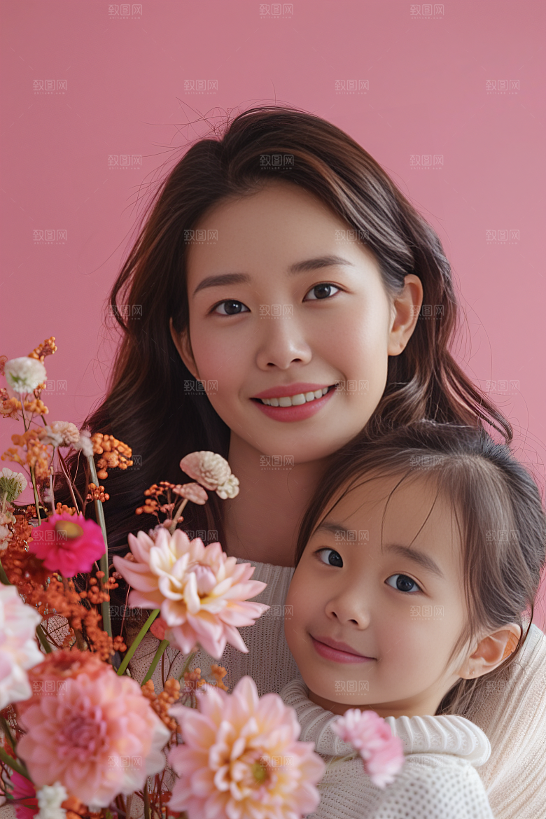 母亲肖像形象温暖摄影图