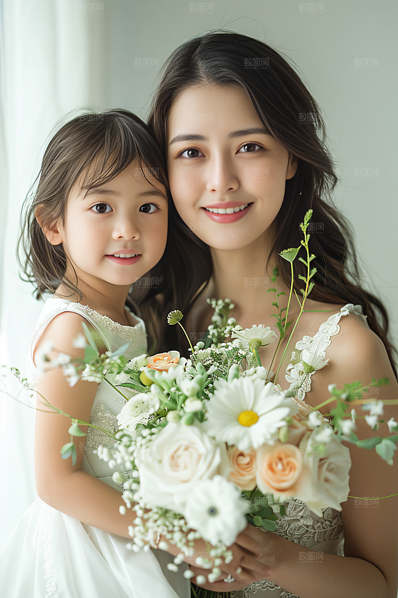 母亲肖像唯美母爱摄影图