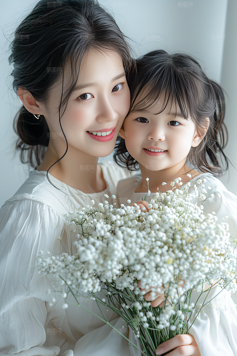 母亲肖像亲子唯美摄影图