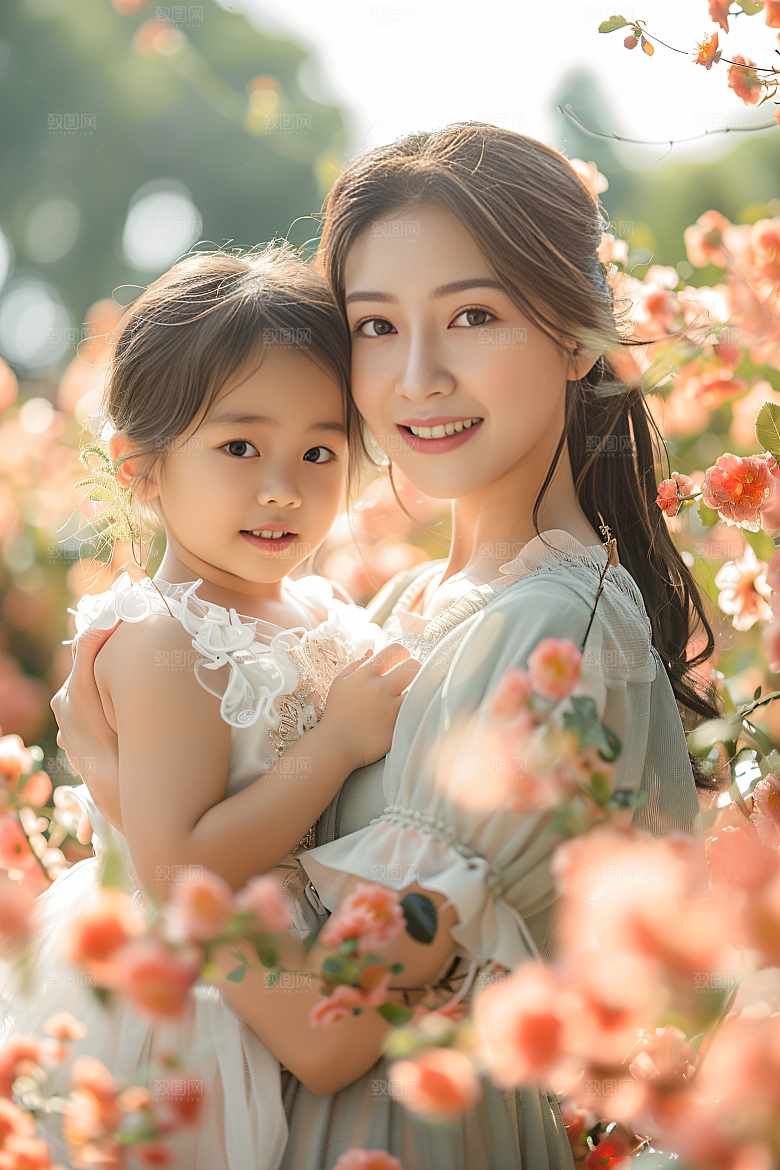母亲肖像唯美亲子摄影图