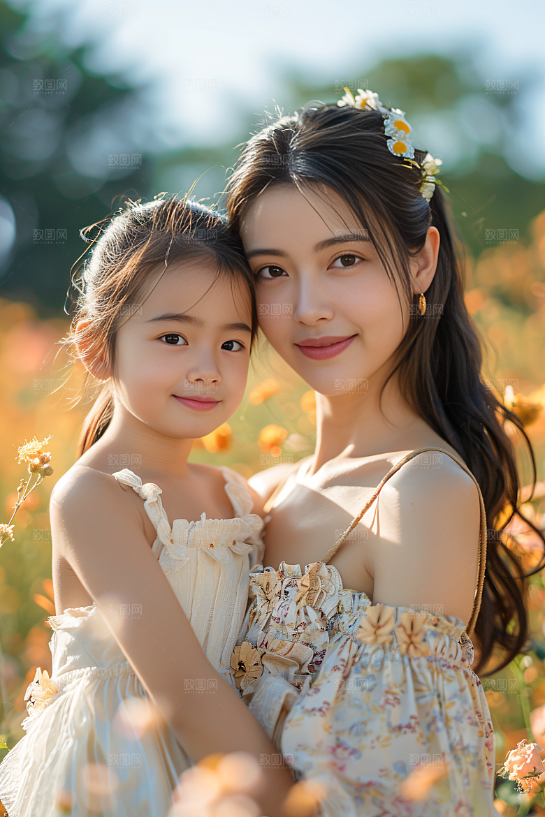 母亲肖像温馨亲情摄影图