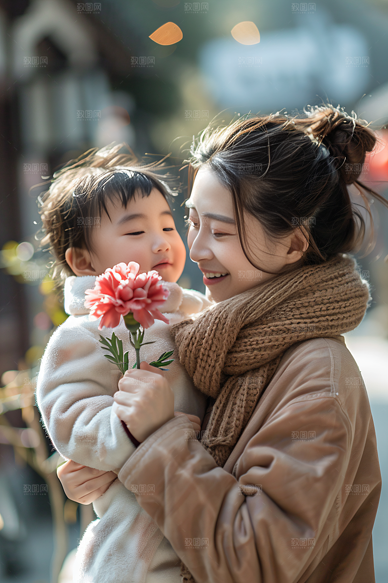 母亲肖像母亲节温暖摄影图