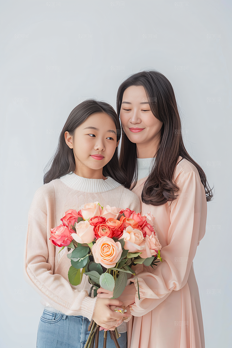 母亲肖像唯美亲子摄影图