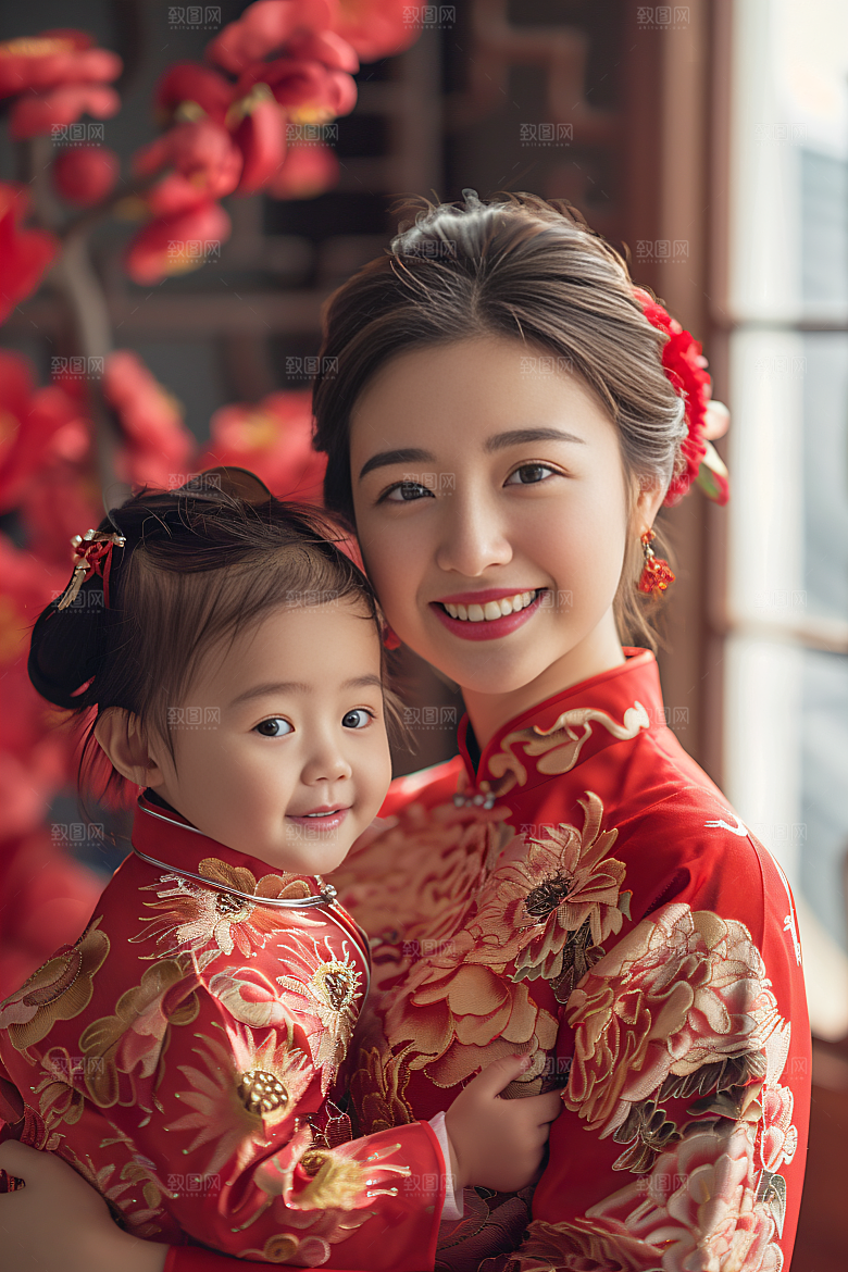 母亲肖像母爱亲子摄影图