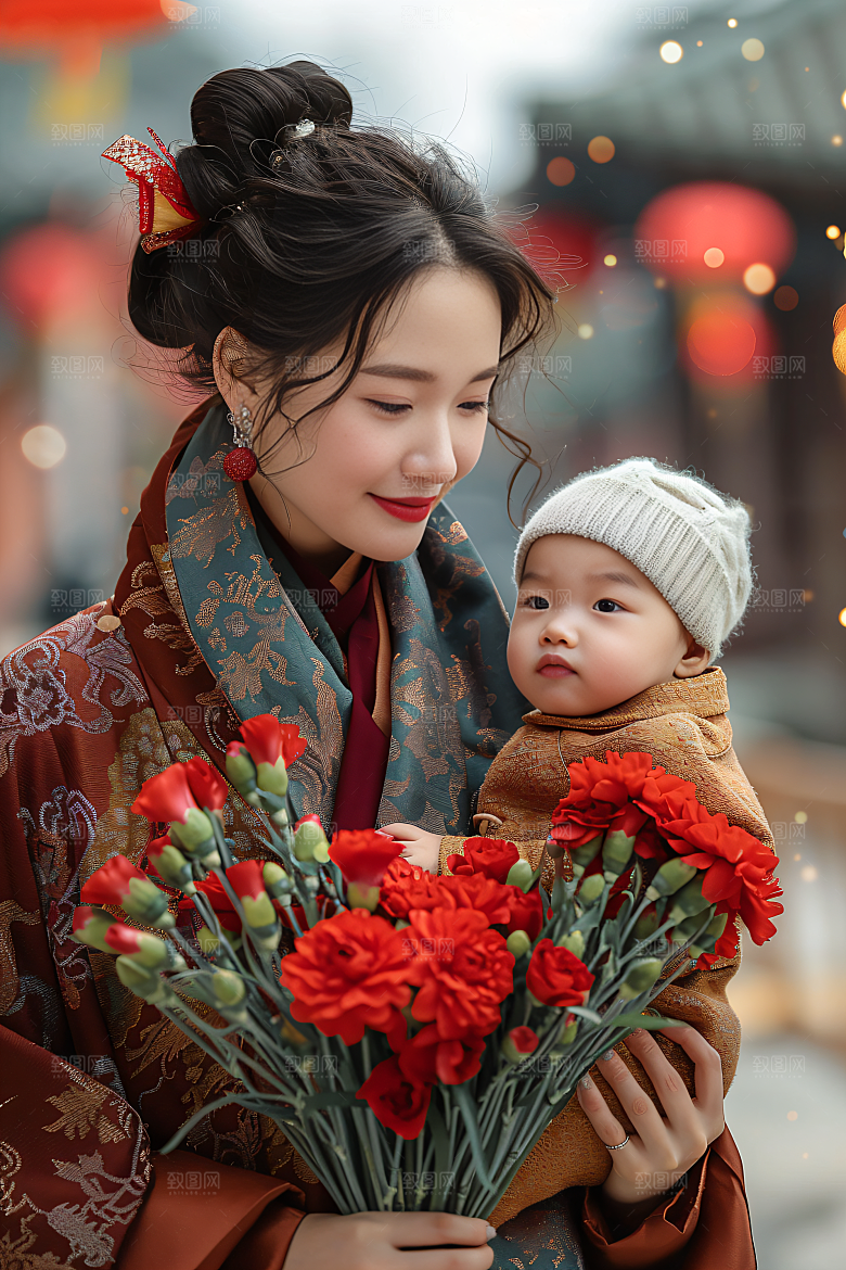 母亲肖像母亲节温馨摄影图