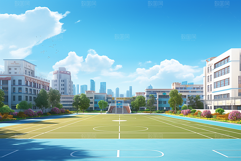 操场校园开学季素材