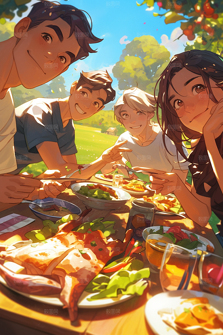 夏日聚会假日友谊插画