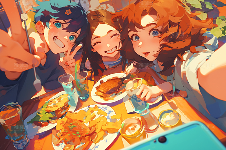 夏日聚会高清友谊插画