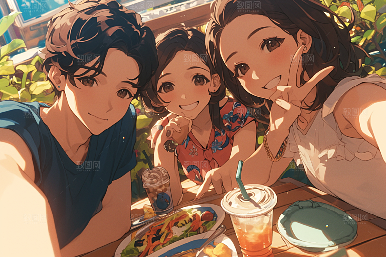 夏日聚会友谊暑假插画