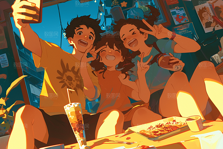 夏日聚会假日玩耍插画