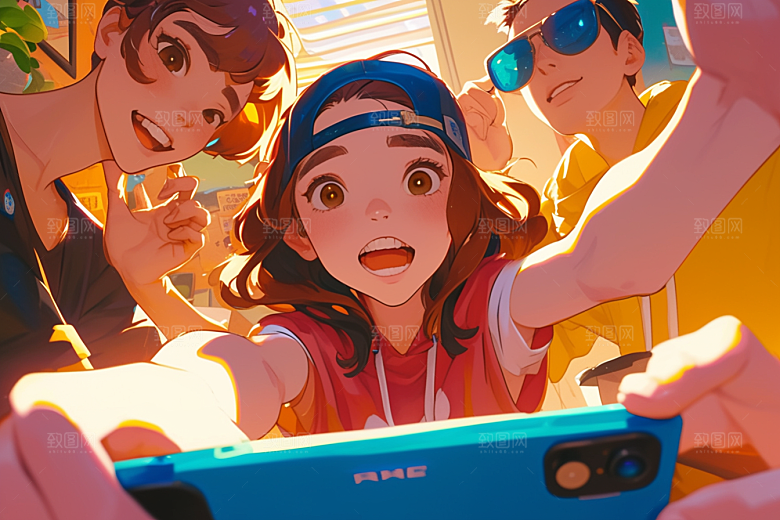 夏日聚会玩耍暑假插画