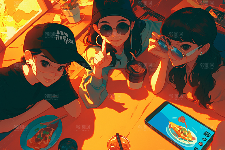 夏日聚会假日友情插画