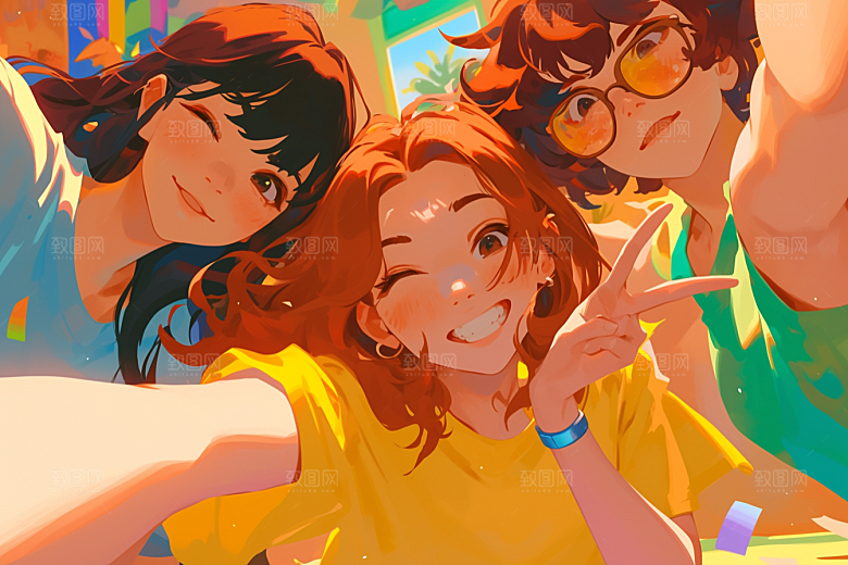 夏日聚会假日场景插画