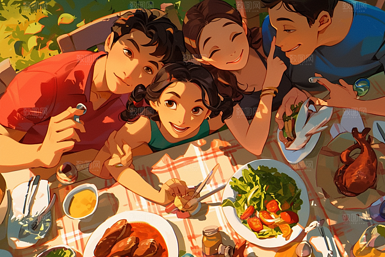 夏日聚会假日场景插画
