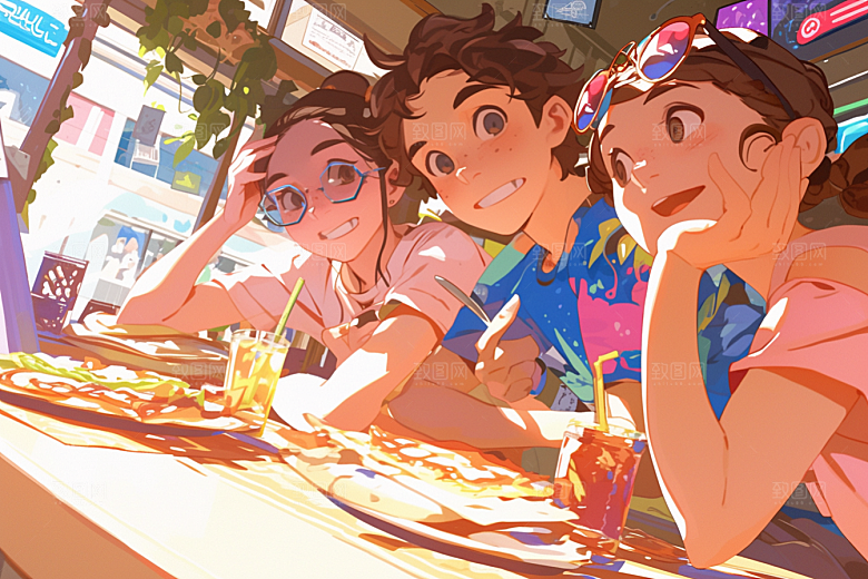 夏日聚会场景友谊插画