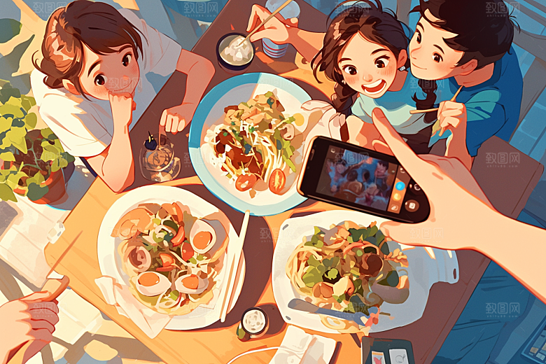 夏日聚会假日场景插画