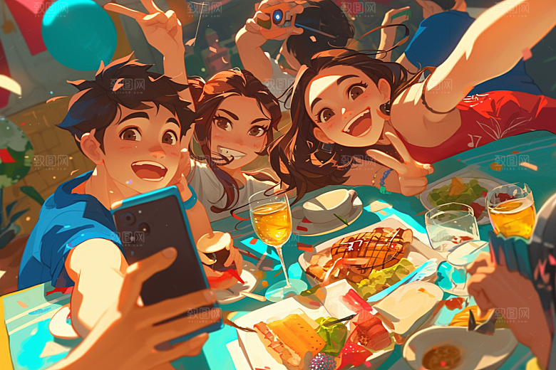夏日聚会高清友谊插画