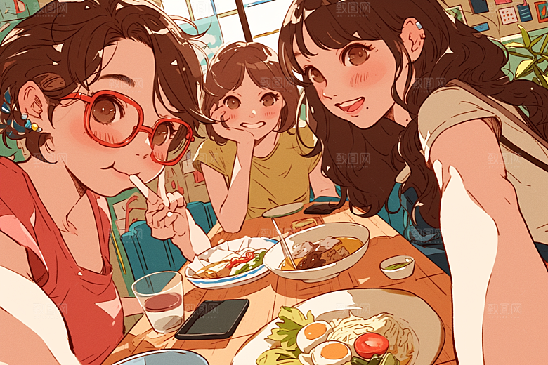 夏日聚会假日欢乐插画