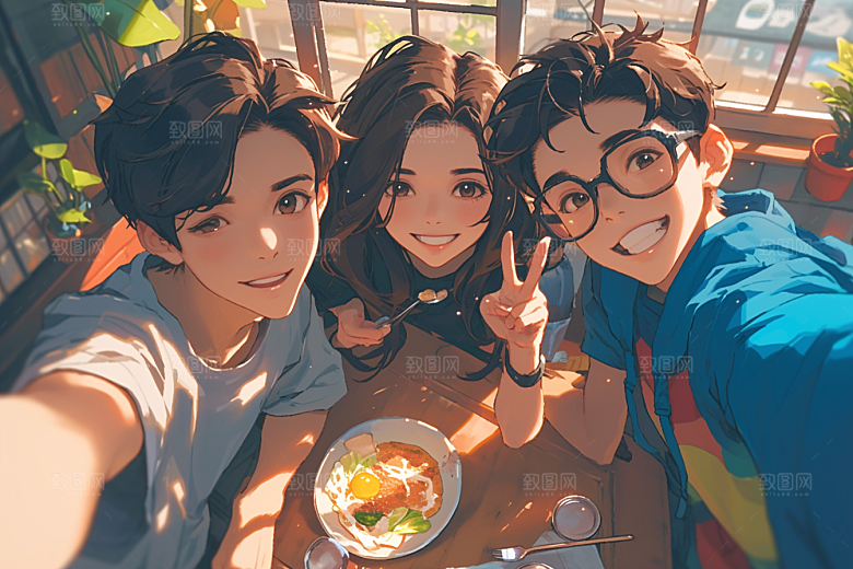 夏日聚会手绘玩耍插画