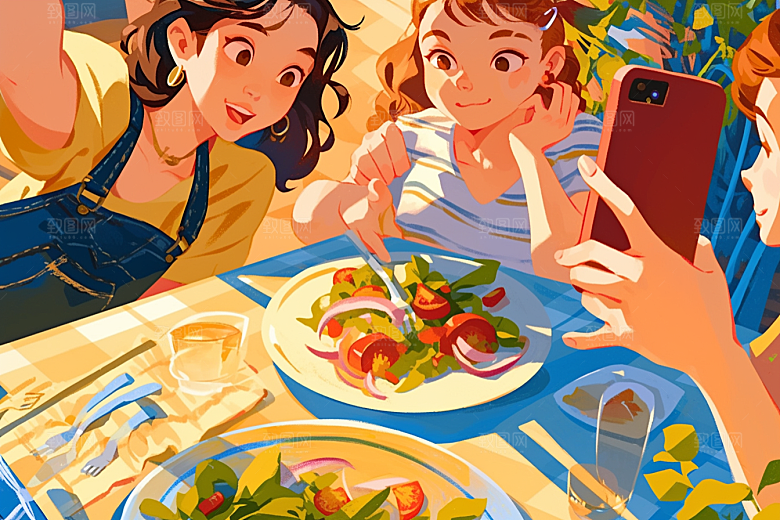 夏日聚会高清友情插画
