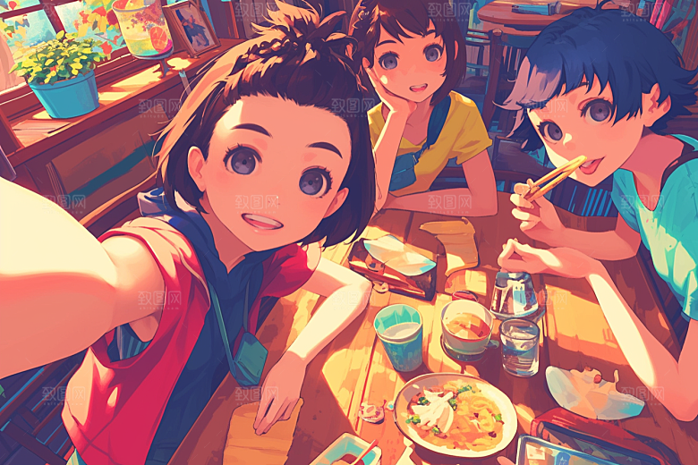 夏日聚会暑假玩耍插画