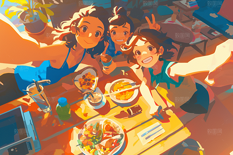 夏日聚会暑假高清插画