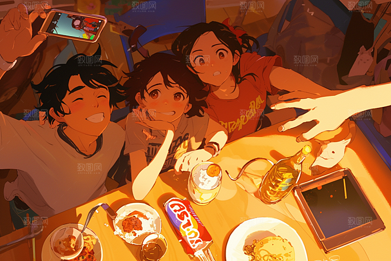 夏日聚会暑假玩耍插画