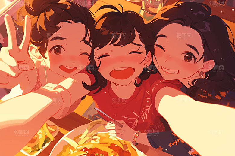 夏日聚会欢乐友谊插画