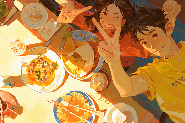 夏日聚会发小假日插画
