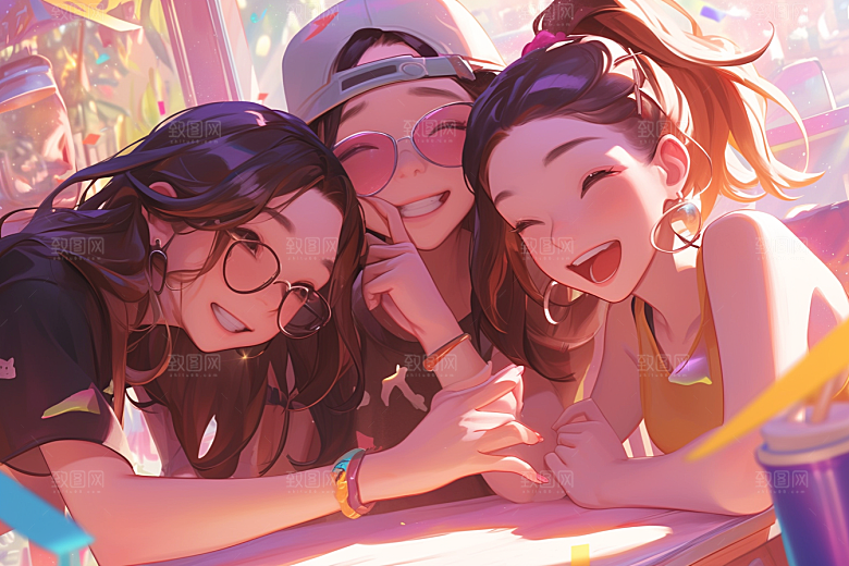 夏日聚会友情玩耍插画