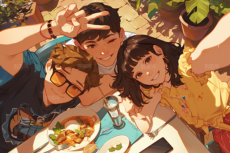 夏日聚会玩耍场景插画